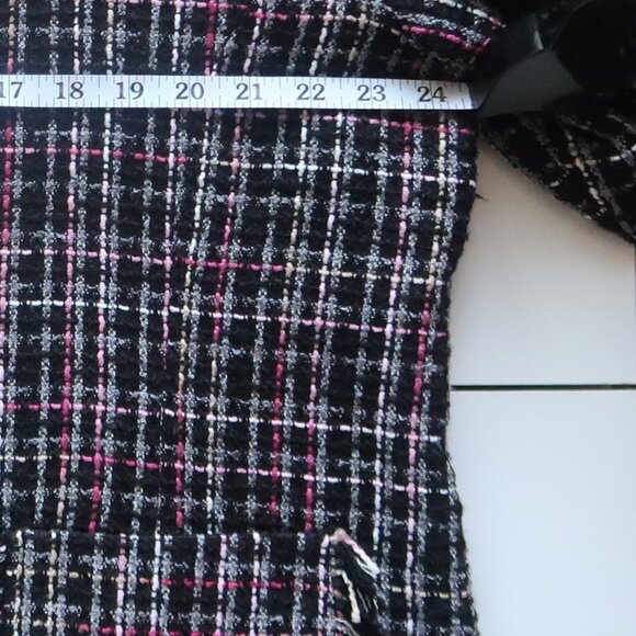 Chico’s Black Pink Tweed Plaid Jacket Blazer Office Career Fall Winter L Large - Picture 11 of 15